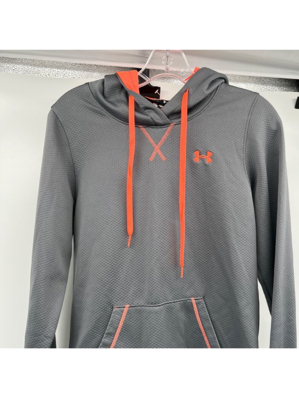 Under Armour Womens Pullover Hoodie Loose Fit Gray/Coral Size Small - Picture 2 of 9